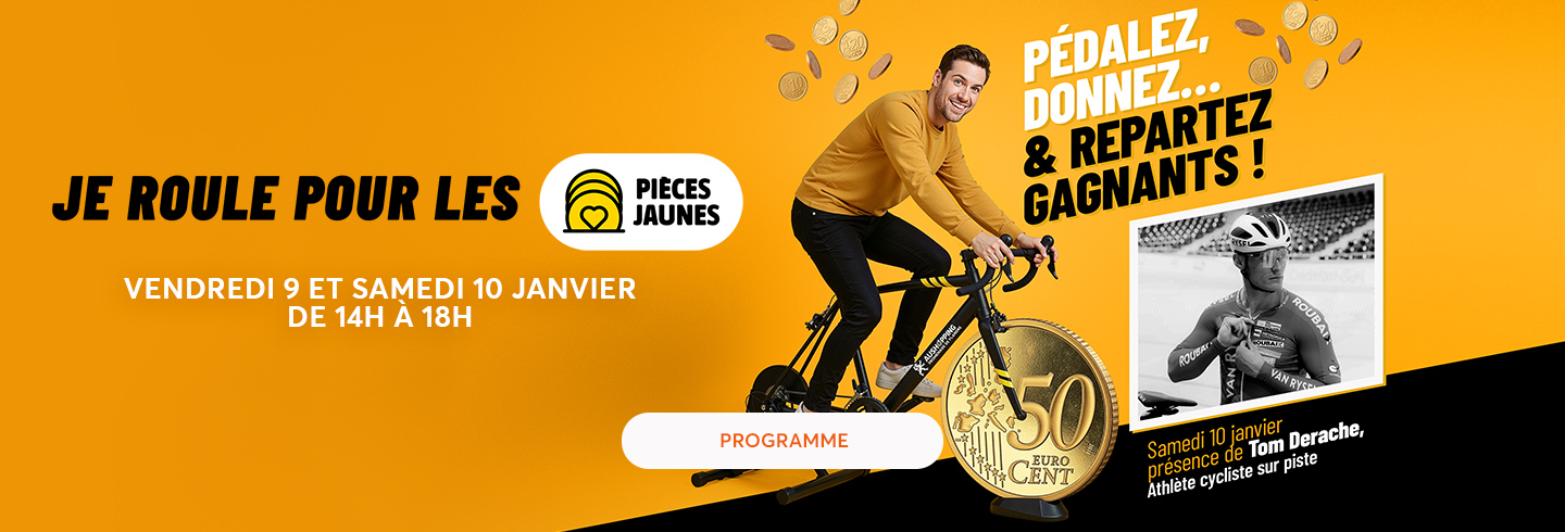 événement pièces jaunes janvier 2026 aushopping promenade de flandre velo cyclisme