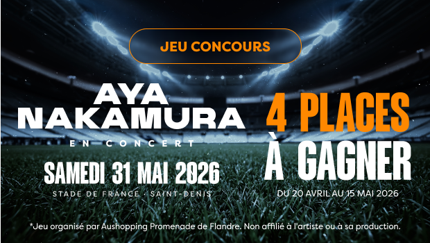 jeu concours aya nakamura stade de france aushopping promenade de flandre