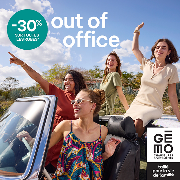 Out of office : -30%* sur toutes les robes chez Gémo* !