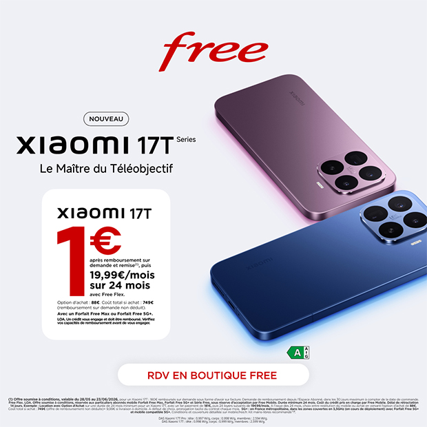Le nouveau Xiaomi 17T à prix Free