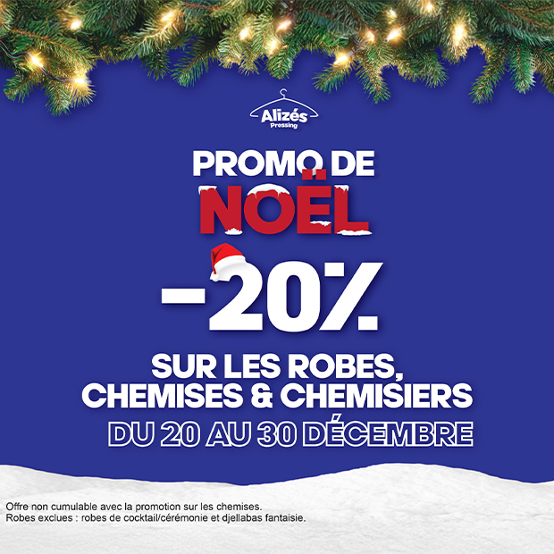 Alizés |Promo de Noël : -20% sur les robes, chemises & chemisiers